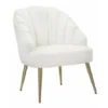 Poltrona Elegante, Velluto Crema, Gambe Metallo Dorate 65x69x84cm Shell
