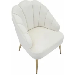Poltrona Elegante, Velluto Crema, Gambe Metallo Dorate 65x69x84cm Shell -Negozio al dettaglio VIDAXL || HOMCOM || Songmics 91825653 4