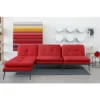 Divano Con Penisola 3 Posti, Divano Letto Modulare Con Chaise Longue PILAR - Divano Salotto Soggiorno, Design Moderno In Tessuto, Schienale Reclinabile Gambe In Metallo - ROSSO