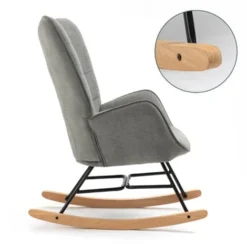 MEUBLES COSY Sedia A Dondolo Con Rivestimento In Tessuto Grigio, Struttura Posteriore In Metallo, Sedile In Compensato E Gambe In Legno Naturale In Stile Scandinavo 8 MEUBLES COSY Sedia A Dondolo Con Rivestimento In Tessuto Grigio, Struttura Posteriore In Metallo, Sedile In Compensato E Gambe In Legno Naturale In Stile Scandinavo -Negozio al dettaglio VIDAXL || HOMCOM || Songmics 92068357 4