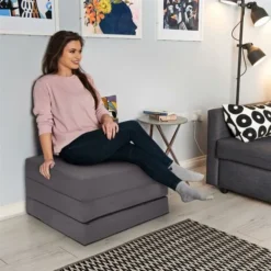 Ready Steady Bed Materasso Pieghevole Z Bed Cube Con Chiusura, Resistente All'acqua Cube Chair Bed Pouf Pieghevole Guest Z Bed Con Rivestimento Rimovibile Facile Da Pulire, Grigio -Negozio al dettaglio VIDAXL || HOMCOM || Songmics 92166391 5