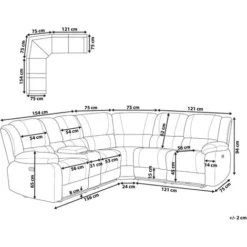 Divano Angolare 5 Posti In Tessuto Grigio Con Schienale Reclinabile Manualmente Rokke -Negozio al dettaglio VIDAXL || HOMCOM || Songmics 93266314 3