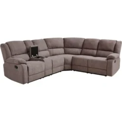 Divano Angolare 5 Posti In Tessuto Grigio Con Schienale Reclinabile Manualmente Rokke -Negozio al dettaglio VIDAXL || HOMCOM || Songmics 93266314 4