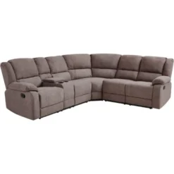 Divano Angolare 5 Posti In Tessuto Grigio Con Schienale Reclinabile Manualmente Rokke -Negozio al dettaglio VIDAXL || HOMCOM || Songmics 93266314 5