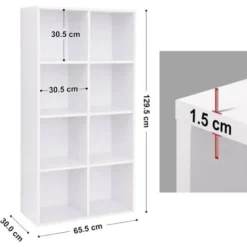 Songmics Libreria A 8 Cubi, Scaffale In Legno A Ripiani, Armadio Guardaroba Autoportante Per Ufficio E Casa, Di Colore Bianco -Negozio al dettaglio VIDAXL || HOMCOM || Songmics 94409030 5