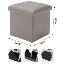 POUF CASSAPANCA POGGIAPIEDI SEDUTA IMBOTTITA CONTENITORE PANCA SGABELLO ECOPELLE - COLORE Mod: Begie Piccola