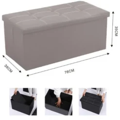 POUF CASSAPANCA POGGIAPIEDI SEDUTA IMBOTTITA CONTENITORE PANCA SGABELLO ECOPELLE - COLORE Mod: Begie Grande