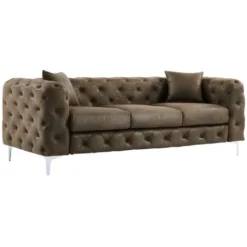 Divano 3 Posti E Poltrona Chesterfield In Microfibra Aspetto Pelle Invecchiata - EDWINA 7 Divano 3 Posti E Poltrona Chesterfield In Microfibra Aspetto Pelle Invecchiata - EDWINA -Negozio al dettaglio VIDAXL || HOMCOM || Songmics 94576453 3