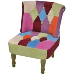 Poltrona Francese Design Patchwork In Tessuto VidaXL