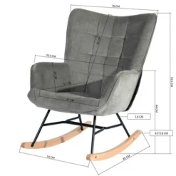 MEUBLES COSY Sedia A Dondolo Grande Sedia A Dondolo, Stile Scandinavo, Tessuto Grigio, Gambe In Legno Massello Di Faggio, 70x85x93,5 Cm 9 MEUBLES COSY Sedia A Dondolo Grande Sedia A Dondolo, Stile Scandinavo, Tessuto Grigio, Gambe In Legno Massello Di Faggio, 70x85x93,5 Cm -Negozio al dettaglio VIDAXL || HOMCOM || Songmics 95069933 5