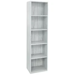 Libreria In Legno 5 Ripiani Bianco Stile Moderno 40x29x172cm