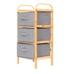 Mensola Da Soggiorno Con 3 Cassetti Oxford Mobile Bagno Da Soggiorno In Bambù 75x36x29cm(HxLxP)