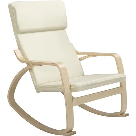 Sedia A Dondolo Poltrona Relax In Cotone Beige Con Schienale Cuscino Ergonomici 1 Sedia A Dondolo Poltrona Relax In Cotone Beige Con Schienale Cuscino Ergonomici