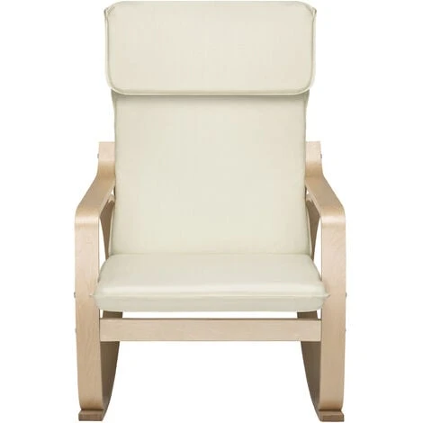 Sedia A Dondolo Poltrona Relax In Cotone Beige Con Schienale Cuscino Ergonomici 2 Sedia A Dondolo Poltrona Relax In Cotone Beige Con Schienale Cuscino Ergonomici - immagine 2