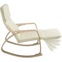 Sedia A Dondolo Poltrona Relax Cotone Beige Schienale E Poggiapiedi Regolabile -Negozio al dettaglio VIDAXL || HOMCOM || Songmics 95798357 3