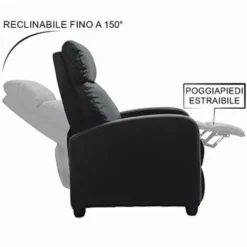 BAKAJI Poltrona Relax Massaggiante E Reclinabile Con Poggiapiedi Estraibile, Telecomando 8 Modalità, 5 Livelli Di Intensità E 2 Impostazioni Di Tempo, Sedia Comfort 2 Punti Massaggio, Ecopelle Nero -Negozio al dettaglio VIDAXL || HOMCOM || Songmics 95804246 3