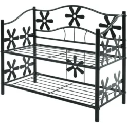 Nova Scaffale Multiuso Giardino Scarpiera Portaoggetti Metallo Robusto Con 2 Ripiani