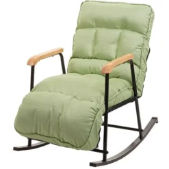 Nova Sedia A Dondolo Regolabile Con Poggiapiedi Telaio In Legno E Tessuto Vari Colori Colore : Verde Chiaro