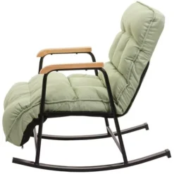 Nova Sedia A Dondolo Regolabile Con Poggiapiedi Telaio In Legno E Tessuto Vari Colori Colore : Verde Chiaro -Negozio al dettaglio VIDAXL || HOMCOM || Songmics 95906924 3