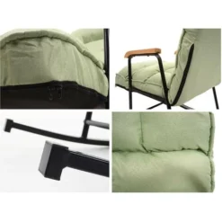 Nova Sedia A Dondolo Regolabile Con Poggiapiedi Telaio In Legno E Tessuto Vari Colori Colore : Verde Chiaro -Negozio al dettaglio VIDAXL || HOMCOM || Songmics 95906924 5