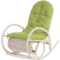 Nova Sedia A Dondolo Dal Design Classico In Legno Rattan Con Cuscini Vari Colori Colore : Verde Chiaro