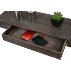 Nova Mensola Da Muro Pensile Con Cassetto 25x80x8cm In Legno Massello Vari Colori Colore : Marrone Anticato -Negozio al dettaglio VIDAXL || HOMCOM || Songmics 95907170 4