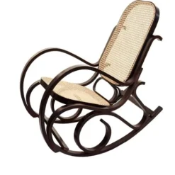 Nova Sedia A Dondolo Classica Ed Elegante In Legno Massello E Rattan Vari Colori Colore : MArrone Scuro
