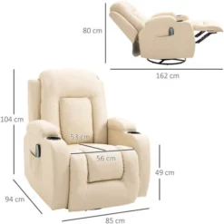 HOMCOM Poltrona Relax Reclinabile Con 8 Punti Massaggio E Telecomando In Similpelle, 85x94x104cm, Crema 7 HOMCOM Poltrona Relax Reclinabile Con 8 Punti Massaggio E Telecomando In Similpelle, 85x94x104cm, Crema -Negozio al dettaglio VIDAXL || HOMCOM || Songmics 96085146 3
