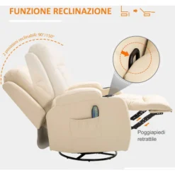 HOMCOM Poltrona Relax Reclinabile Con 8 Punti Massaggio E Telecomando In Similpelle, 85x94x104cm, Crema 9 HOMCOM Poltrona Relax Reclinabile Con 8 Punti Massaggio E Telecomando In Similpelle, 85x94x104cm, Crema -Negozio al dettaglio VIDAXL || HOMCOM || Songmics 96085146 5