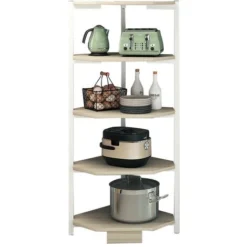 Scaffale Angolare 5 Ripiani Metallo Legno Libreria Angolo Multiuso 40x120 Bianco -Negozio al dettaglio VIDAXL || HOMCOM || Songmics 96283123 3