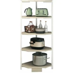 Scaffale Angolare 5 Ripiani Metallo Legno Libreria Angolo Multiuso 40x120 Bianco -Negozio al dettaglio VIDAXL || HOMCOM || Songmics 96283123 4