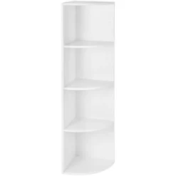 Songmics Scaffale Ad Angolo A 4 Piani Mobile Portaoggetti Autoportante Libreria Di Legno Per Cucina Camera Da Letto Soggiorno Studio Bianco