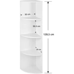 Songmics Scaffale Ad Angolo A 4 Piani Mobile Portaoggetti Autoportante Libreria Di Legno Per Cucina Camera Da Letto Soggiorno Studio Bianco -Negozio al dettaglio VIDAXL || HOMCOM || Songmics 96922890 5