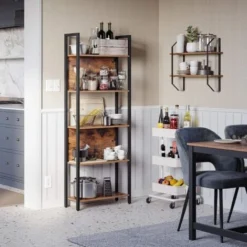 VASAGLE Libreria, Scaffale Portaoggetti, Scaffale Da Cucina In Stile Industriale, Con 5 Ripiani, Struttura Stabile In Acciaio, Salotto Ingresso Studio Ufficio, Marrone Vintage E Nero Da SONGMICS -Negozio al dettaglio VIDAXL || HOMCOM || Songmics 96922899 3