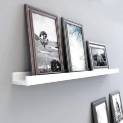Songmics Mensole A Muro Di Legno Per Cornici E Libri, Ripiani Da Esposizione Con Montaggio Invisibile, 110 X 10 Cm, MDF Bianco -Negozio al dettaglio VIDAXL || HOMCOM || Songmics 96922943 3