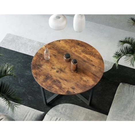 Songmics Tavolino Rotondo Da Salotto, Tavolino Da Caffè In Stile Industriale, Struttura Resistente In Metallo, Facile Da Assemblare, Per Soggiorno Camera Da Letto, Marrone Vintage E Nero 4 Songmics Tavolino Rotondo Da Salotto, Tavolino Da Caffè In Stile Industriale, Struttura Resistente In Metallo, Facile Da Assemblare, Per Soggiorno Camera Da Letto, Marrone Vintage E Nero - immagine 4