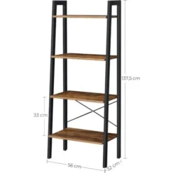 VASAGLE Scaffale A Scala, Libreria A 4 Ripiani, Scaffale Portaoggetti, Per Soggiorno Camera Da Letto Cucina Studio, Stile Industriale, Struttura In Acciaio, Marrone Vintage E Nero Da SONGMICS -Negozio al dettaglio VIDAXL || HOMCOM || Songmics 96922997 5