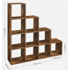 VASAGLE Scaffale A Scala Autoportante, Mobile Portaoggetti Con 10 Cubi, Libreria A 10 Scomparti Aperti, Armadio Di Legno, In Studio, Soggiorno, Camera Da Letto, Marrone Vintage Da SONGMICS -Negozio al dettaglio VIDAXL || HOMCOM || Songmics 96923088 4