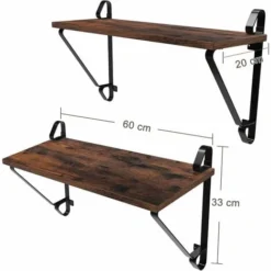 VASAGLE Mensola A Parete, Set Di 2 Mensole, Ripiano Decorativo Esposizione Con Staffe Di Metallo, Mensola Portaoggetti Per Soggiorno, Camera Da Letto, Corridoio, Ingresso, Nero, Rustico Da SONGMICS -Negozio al dettaglio VIDAXL || HOMCOM || Songmics 96923165 5