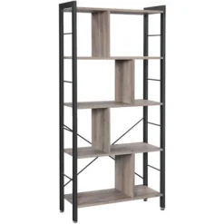 VASAGLE Libreria, Scaffale Per Soggiorno, Portaoggetti A 4 Ripiani, Organizzatore Per Studio, Stile Industriale, Assemblaggio Semplice, Struttura In Acciaio, Greige E Nero Da SONGMICS