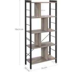 VASAGLE Libreria, Scaffale Per Soggiorno, Portaoggetti A 4 Ripiani, Organizzatore Per Studio, Stile Industriale, Assemblaggio Semplice, Struttura In Acciaio, Greige E Nero Da SONGMICS -Negozio al dettaglio VIDAXL || HOMCOM || Songmics 96923184 5