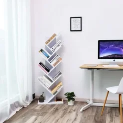 VASAGLE Libreria Ad Albero, Scaffale A 8 Piani Autoportante Con Ripiani Di Legno Per Soggiorno E Ufficio, Bianco Da SONGMICS -Negozio al dettaglio VIDAXL || HOMCOM || Songmics 96923227 3