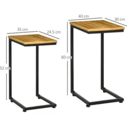 Outsunny Set 2 Tavolini Da Giardino A C In Metallo E Legno Di Pino Con Design Impilabile, 40x30x60 Cm -Negozio al dettaglio VIDAXL || HOMCOM || Songmics 96925690 3