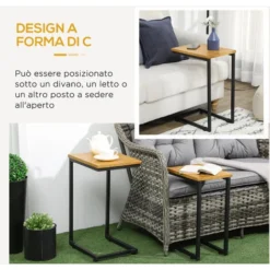 Outsunny Set 2 Tavolini Da Giardino A C In Metallo E Legno Di Pino Con Design Impilabile, 40x30x60 Cm -Negozio al dettaglio VIDAXL || HOMCOM || Songmics 96925690 5
