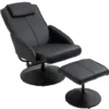 HOMCOM Poltrona Relax Reclinabile Con Pouf Poggiapiedi Abbinato E Rivestimento In Similpelle, Nero