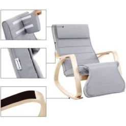 Songmics Sedia A Dondolo Poltrona Dondolo Con Poggia Gambe Di Angolo Regolabile A 5 Gradi Grigio 8 Songmics Sedia A Dondolo Poltrona Dondolo Con Poggia Gambe Di Angolo Regolabile A 5 Gradi Grigio -Negozio al dettaglio VIDAXL || HOMCOM || Songmics 97056759 4