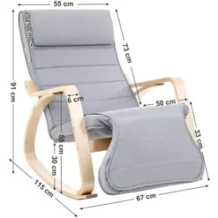 Songmics Sedia A Dondolo Poltrona Dondolo Con Poggia Gambe Di Angolo Regolabile A 5 Gradi Grigio 9 Songmics Sedia A Dondolo Poltrona Dondolo Con Poggia Gambe Di Angolo Regolabile A 5 Gradi Grigio -Negozio al dettaglio VIDAXL || HOMCOM || Songmics 97056759 5