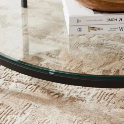 Songmics VASAGLE Tavolino Da Salotto, Tavolino Da Caffè, Tavolino Rotondo Con Piano Effetto Marmo, Ripiano In Vetro Temperato, Montaggio Facile, Stile Moderno, Soggiorno, Bianco Effetto Marmo E Nero Da SONGMI -Negozio al dettaglio VIDAXL || HOMCOM || Songmics 97057045 3