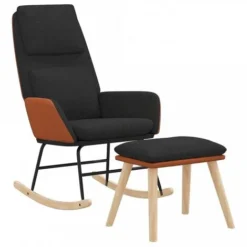 Poltrona A Dondolo Con Poggiapiedi Nero In Tessuto 7 Poltrona A Dondolo Con Poggiapiedi Nero In Tessuto -Negozio al dettaglio VIDAXL || HOMCOM || Songmics 97216426 3