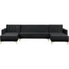 Divano Letto A Forma Di U In Velluto Nero Componibile A 5 Posti Aberdeen